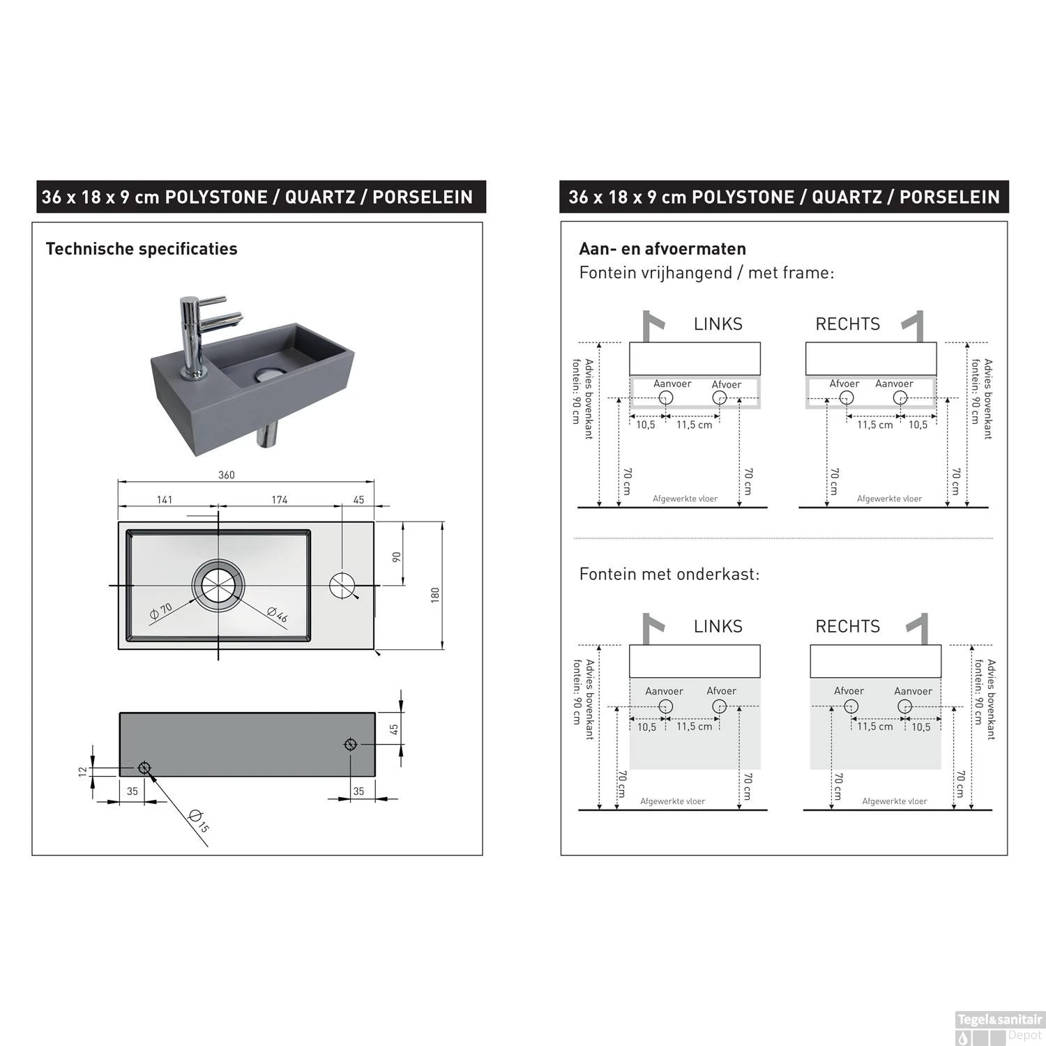 INK Fontein Versus Met Kraangat Rechts Polystone Mat Wit 36x18x9 Cm 7 INK Fontein Versus Met Kraangat Rechts Polystone Mat Wit 36x18x9 Cm - Afbeelding 5