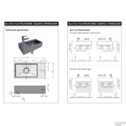 INK Versus Fontein Quartz Zonder Kraangat Links Beton 36x18x9cm -Sealkin Badkamermeubilair Winkel montagehandleiding versus 1 1 24