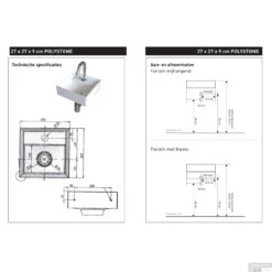 INK Fontein Vice Polystone Met Kraangat Incl Verzonken Open Plug 27x27x9 Cm Glans Wit -Sealkin Badkamermeubilair Winkel montagehandleiding vice 1 3