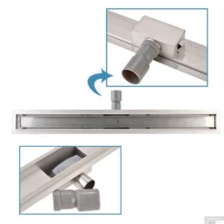 Mat Zwarte RVS Douchegoot Muurflens Met Uitneembaar Sifon 80x7cm 6,7cm Diep Mat Zwart -Sealkin Badkamermeubilair Winkel muur design rooster 80cm 2 1