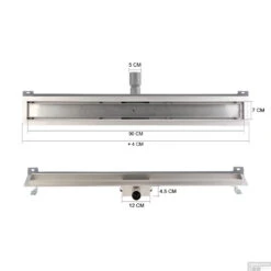 Mat Zwarte RVS Douchegoot Muurflens Met Uitneembaar Sifon 90x7cm 6,7cm Diep Mat Zwart -Sealkin Badkamermeubilair Winkel muur design rooster 90cm tech 1