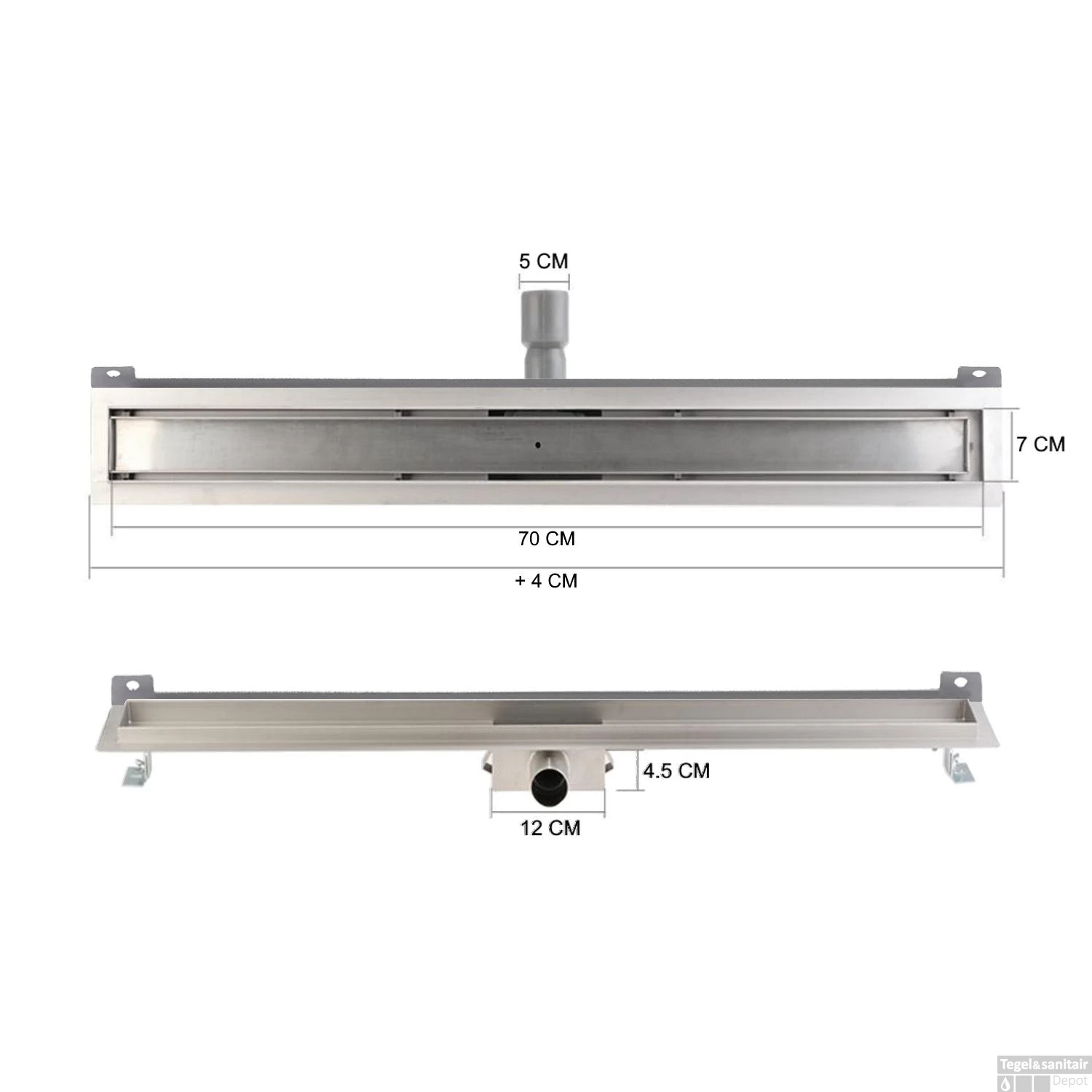 RVS Douchegoot Muurflens Met Uitneembaar Sifon 70x7cm 6,7cm Diep TEGEL ROOSTER 9 RVS Douchegoot Muurflens Met Uitneembaar Sifon 70x7cm 6,7cm Diep TEGEL ROOSTER - Afbeelding 7