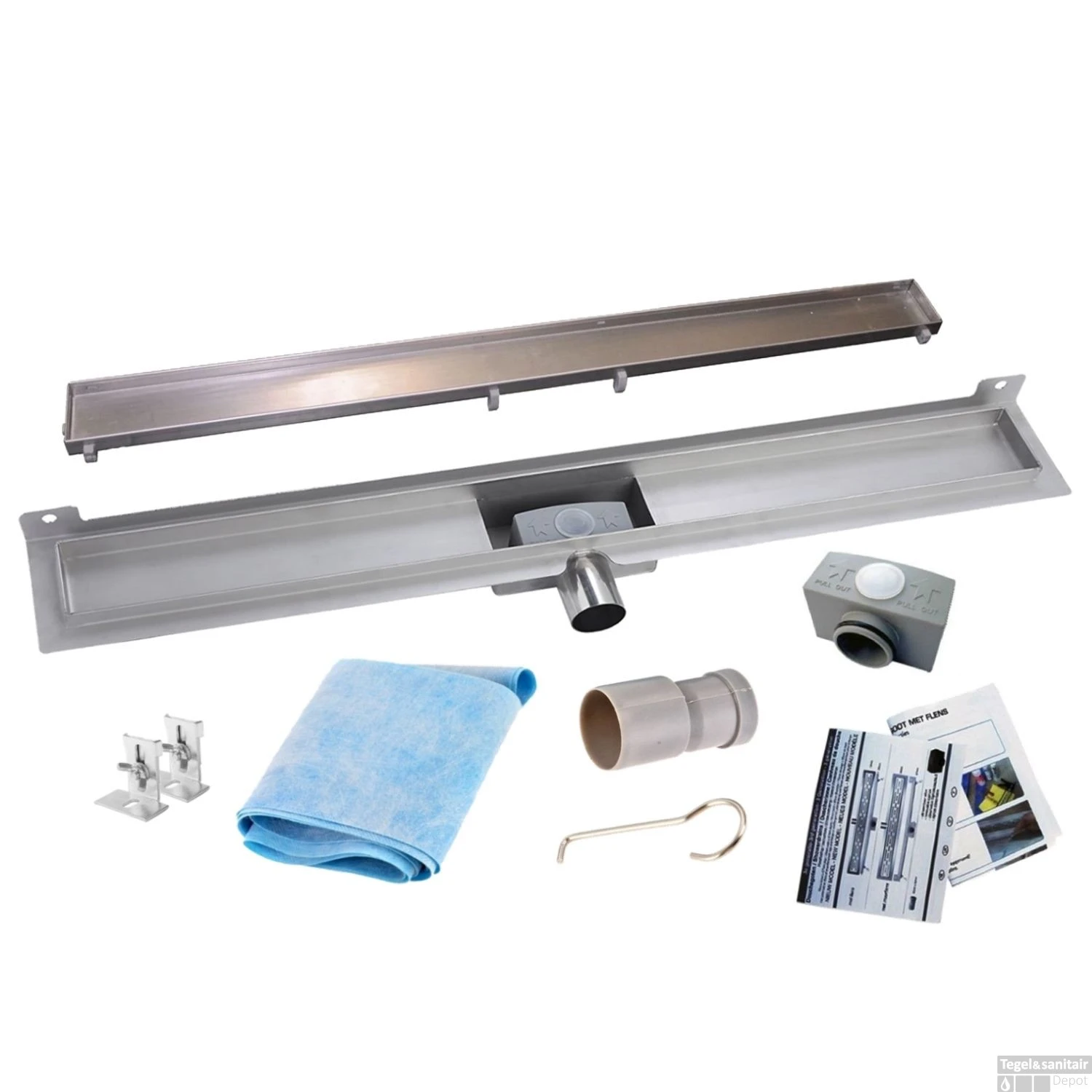 RVS Douchegoot Muurflens Met Uitneembaar Sifon 70x7cm 6,7cm Diep TEGEL ROOSTER 11 RVS Douchegoot Muurflens Met Uitneembaar Sifon 70x7cm 6,7cm Diep TEGEL ROOSTER - Afbeelding 9