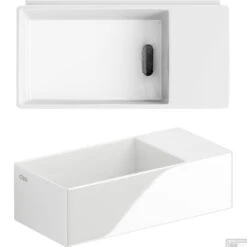 Fontein Clou New Flush 3.1 Inclusief Afvoerplug 38x18x10 Wit Keramiek (Zonder Kranenbank) -Sealkin Badkamermeubilair Winkel new flush 3 cl 03.03430 white background no shadow