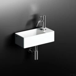 Fontein Clou New Flush 3.1 Inclusief Afvoerplug 38x18x10 Wit Keramiek (Zonder Kranenbank) -Sealkin Badkamermeubilair Winkel new flush 3 concept b1