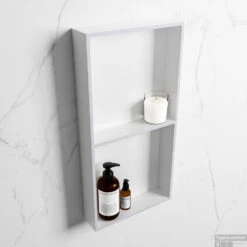 MONDIAZ EASY Nis 59,5x29,5cm In Solid Surface Kleur Cale | Talc. 2 Vakken Geschikt Voor In- Of Opbouw -Sealkin Badkamermeubilair Winkel nis r cale 1 00007 13788763182510