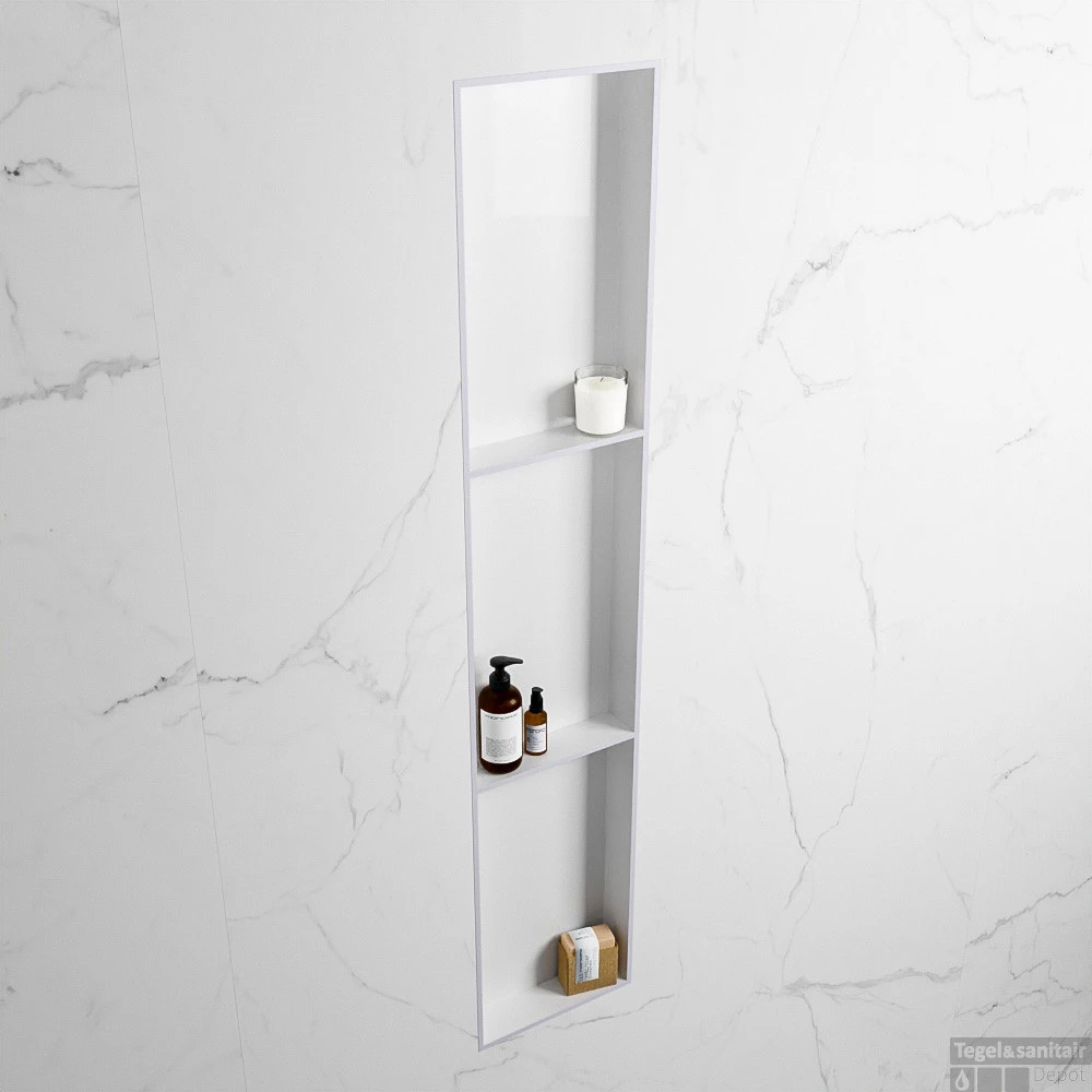 MONDIAZ EASY Nis 149,5x29,5cm In Solid Surface Kleur Cale | Talc. 3 Vakken Geschikt Voor In- Of Opbouw 5 MONDIAZ EASY Nis 149,5x29,5cm In Solid Surface Kleur Cale | Talc. 3 Vakken Geschikt Voor In- Of Opbouw - Afbeelding 3