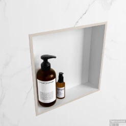 MONDIAZ EASY Nis 29,5x29,5cm In Solid Surface Kleur Linen | Talc. 1 Vak Geschikt Voor In- Of Opbouw -Sealkin Badkamermeubilair Winkel nis r linen 2 00002 13788763182140