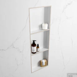 MONDIAZ EASY Nis 89,5x29,5cm In Solid Surface Kleur Linen | Talc. 3 Vakken Geschikt Voor In- Of Opbouw -Sealkin Badkamermeubilair Winkel nis r linen 2 00011 13788763182159