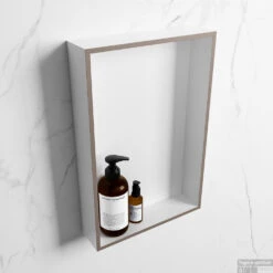 MONDIAZ EASY Nis 44,5x29,5cm In Solid Surface Kleur Smoke | Talc. 1 Vak Geschikt Voor In- Of Opbouw -Sealkin Badkamermeubilair Winkel nis r smoke 1 00003 13788763182255