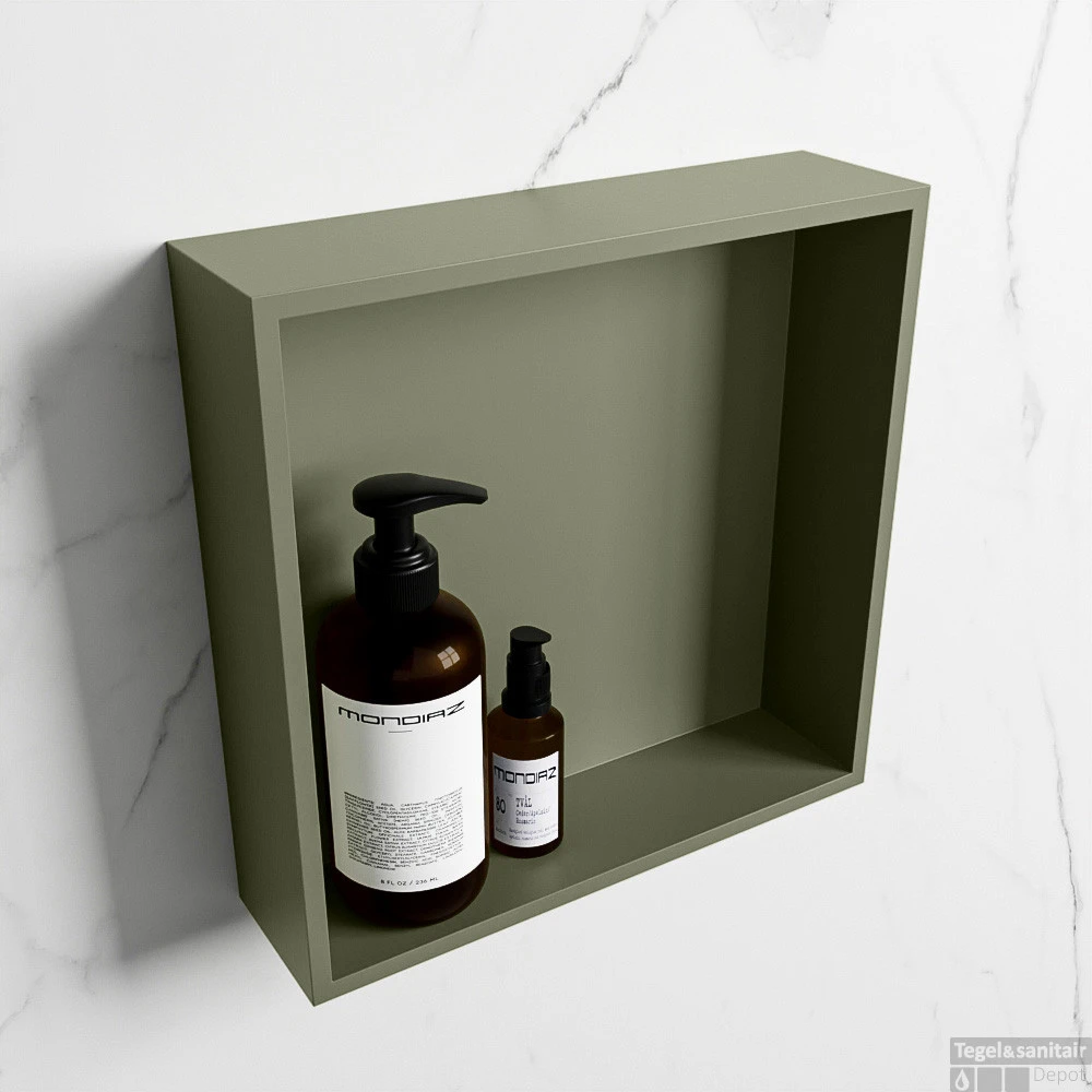 MONDIAZ EASY Nis 29,5x29,5cm In Solid Surface Kleur Army | Army. 1 Vak Geschikt Voor In- Of Opbouw 4 MONDIAZ EASY Nis 29,5x29,5cm In Solid Surface Kleur Army | Army. 1 Vak Geschikt Voor In- Of Opbouw - Afbeelding 2