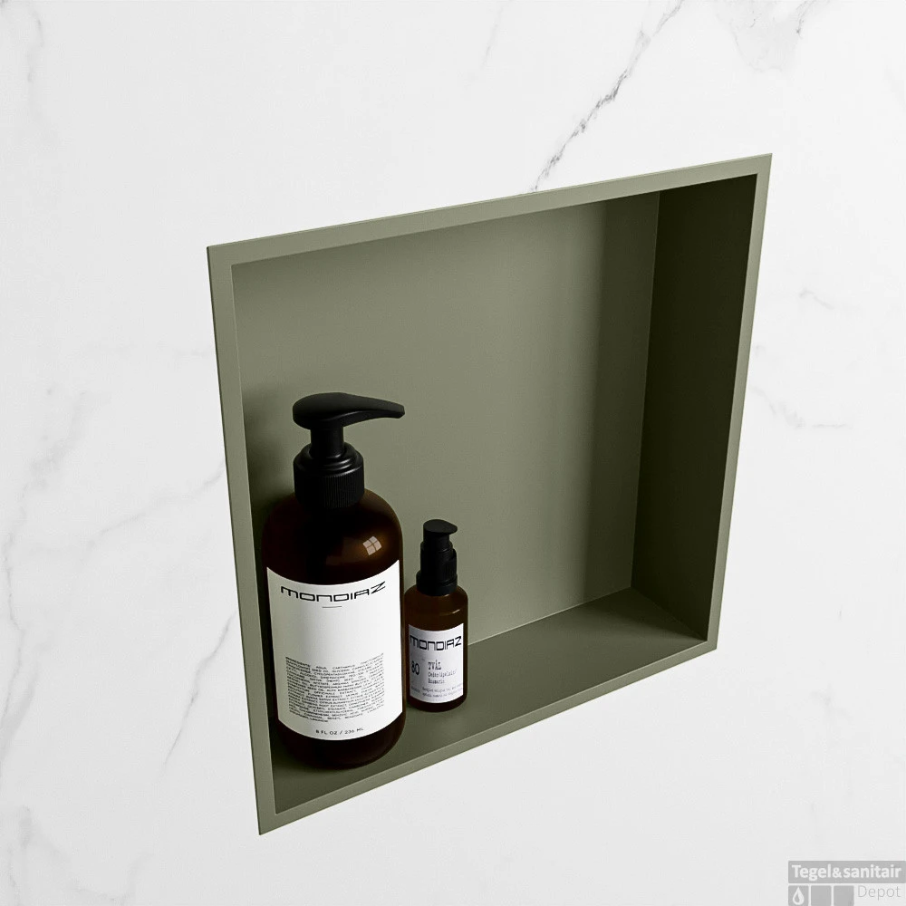MONDIAZ EASY Nis 29,5x29,5cm In Solid Surface Kleur Army | Army. 1 Vak Geschikt Voor In- Of Opbouw 5 MONDIAZ EASY Nis 29,5x29,5cm In Solid Surface Kleur Army | Army. 1 Vak Geschikt Voor In- Of Opbouw - Afbeelding 3