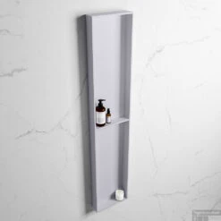 MONDIAZ EASY Nis 89,5x29,5cm In Solid Surface Kleur Cale | Cale. 2 Vakken Geschikt Voor In- Of Opbouw -Sealkin Badkamermeubilair Winkel nis v cale 1 00009 13788763182656