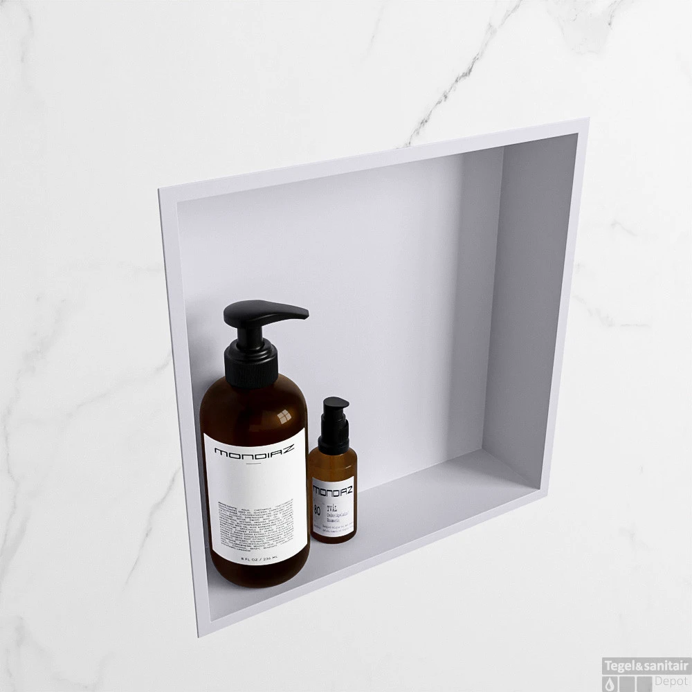 MONDIAZ EASY Nis 29,5x29,5cm In Solid Surface Kleur Cale | Cale. 1 Vak Geschikt Voor In- Of Opbouw 5 MONDIAZ EASY Nis 29,5x29,5cm In Solid Surface Kleur Cale | Cale. 1 Vak Geschikt Voor In- Of Opbouw - Afbeelding 3