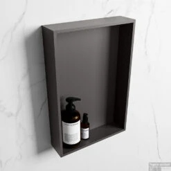 MONDIAZ EASY Nis 44,5x29,5cm In Solid Surface Kleur DarkGrey | DarkGrey. 1 Vak Geschikt Voor In- Of Opbouw -Sealkin Badkamermeubilair Winkel nis v dark grey 1 00003 13788763182279