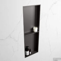 MONDIAZ EASY Nis 149,5x29,5cm In Solid Surface Kleur DarkGrey | DarkGrey. 2 Vakken Geschikt Voor In- Of Opbouw -Sealkin Badkamermeubilair Winkel nis v dark grey 2 00008 13788763182723