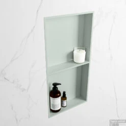 MONDIAZ EASY Nis 59,5x29,5cm In Solid Surface Kleur Greey | Greey. 2 Vakken Geschikt Voor In- Of Opbouw -Sealkin Badkamermeubilair Winkel nis v greey 2 00007 13788763182528