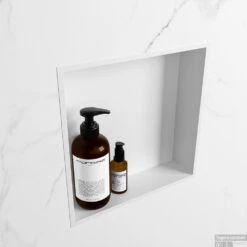MONDIAZ EASY Nis 29,5x29,5cm In Solid Surface Kleur Talc | Talc. 1 Vak Geschikt Voor In- Of Opbouw -Sealkin Badkamermeubilair Winkel nis v talc 2 00002 13163763227521