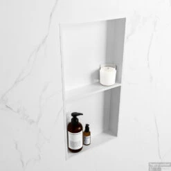 MONDIAZ EASY Nis 59,5x29,5cm In Solid Surface Kleur Talc | Talc. 2 Vakken Geschikt Voor In- Of Opbouw -Sealkin Badkamermeubilair Winkel nis v talc 2 00007 13163763227530