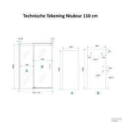 BWS Douchecabine Softclose 2.0 110x100 Cm Met Nisdeur En Zijwand 8mm Aluminium NANO Coating -Sealkin Badkamermeubilair Winkel nisdeur 110 tech 3