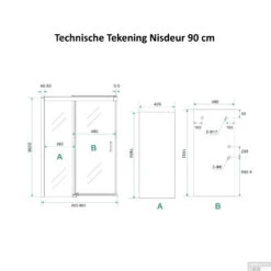 BWS Douchecabine Softclose 2.0 90x100 Cm Met Nisdeur En Zijwand 8mm Aluminium NANO Coating -Sealkin Badkamermeubilair Winkel nisdeur 90 tech 3