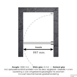 Nisdeur Compleet Just Creating Profielloos 100x200 Cm Gunmetal -Sealkin Badkamermeubilair Winkel nisdeur compleet just creating profielloos 100x200 cm gunmetal tech