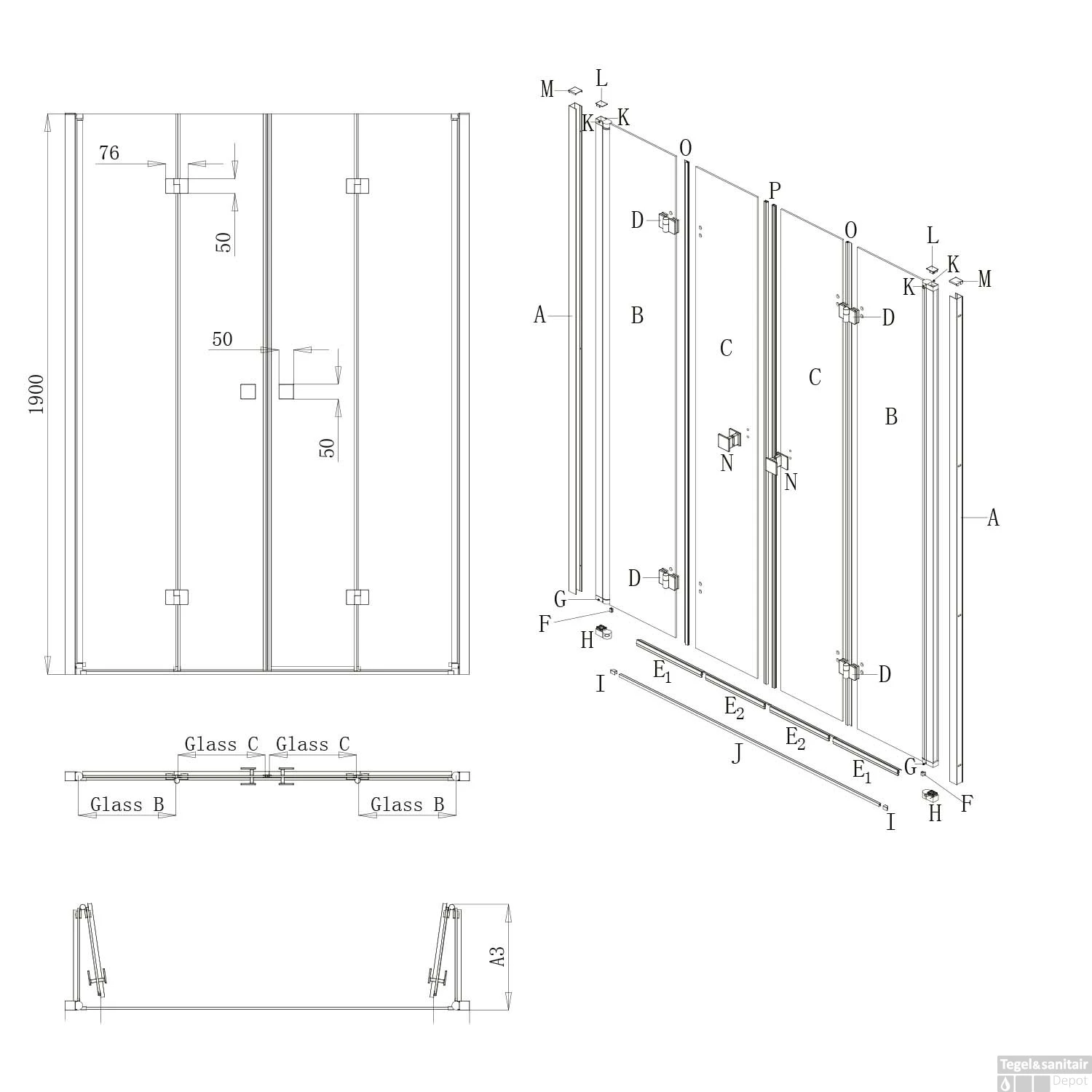 Nisdeur Lacus Albarella Saloon Inklap Deur 180x190 Cm Chroom 4 Nisdeur Lacus Albarella Saloon Inklap Deur 180x190 Cm Chroom - Afbeelding 2