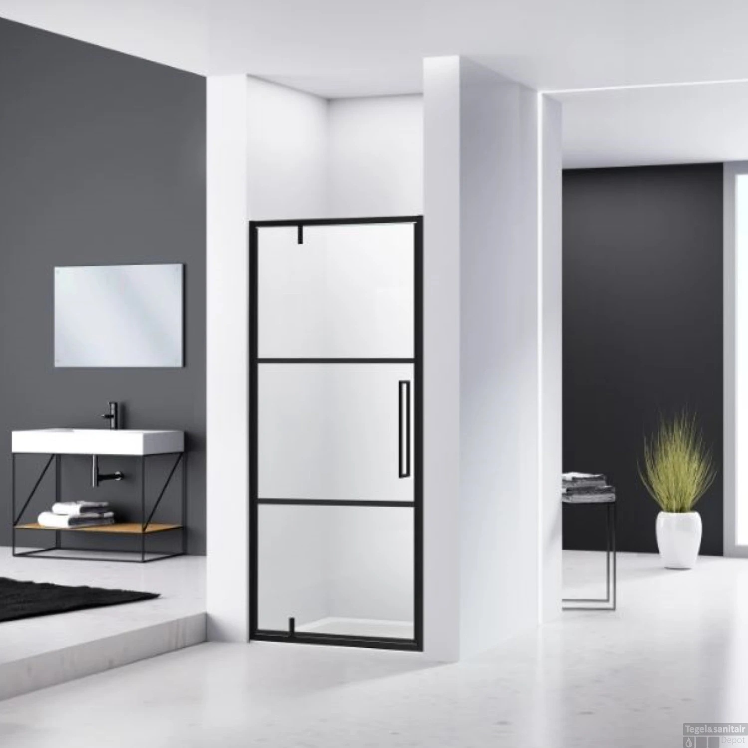 Nisdeur Van Rijn ST04 Aluminium Profiel 6 Mm Helder Glas Zwart Frame (Alle Maten) 3 Nisdeur Van Rijn ST04 Aluminium Profiel 6 Mm Helder Glas Zwart Frame (Alle Maten)