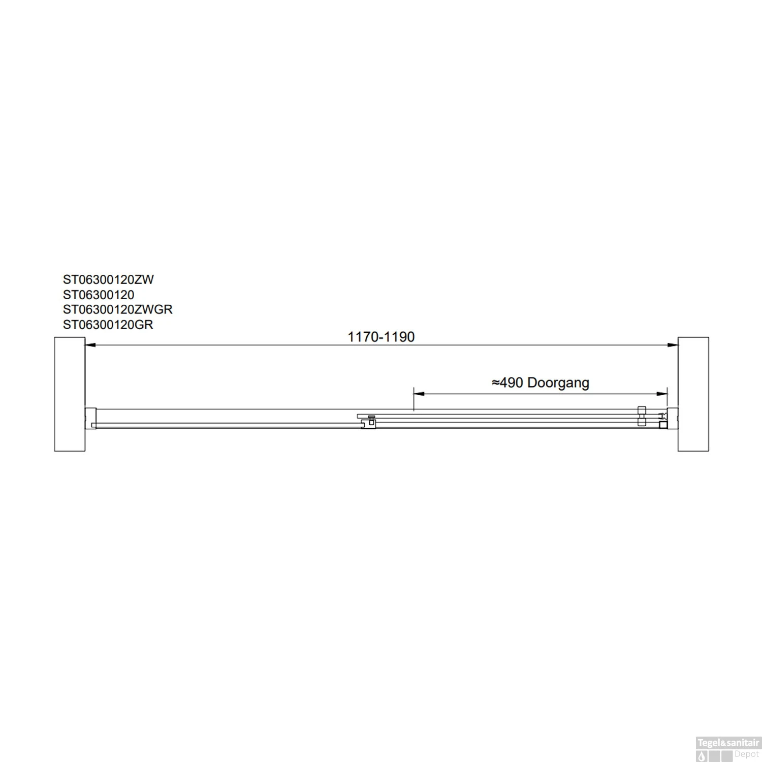Nisdeur Van Rijn ST06 Schuifdeur Met Vaste Wand Rookglas 120x200 Cm 8 Mm Soft Close Zwart - Afbeelding 5