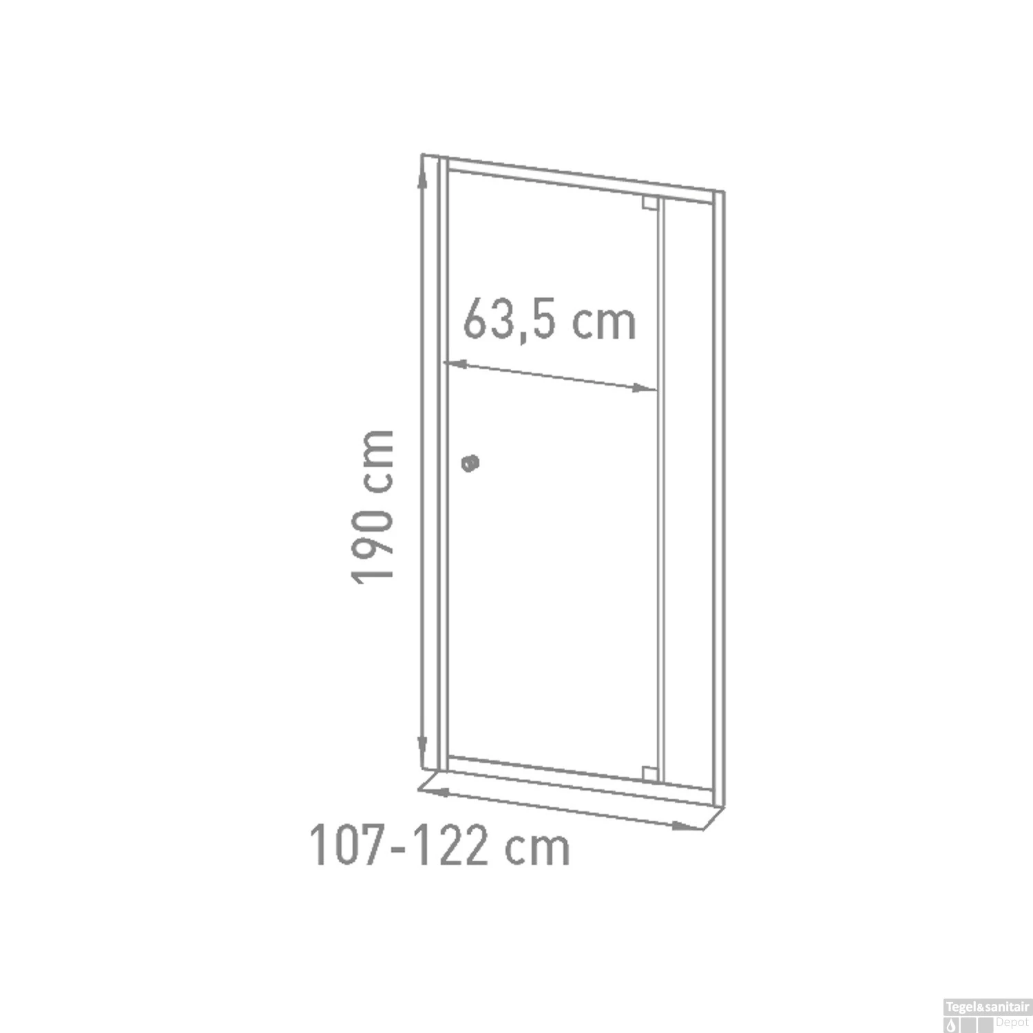Nisdeur VM Go Gordon 107-122x190cm Verstelbaar 6mm Gematteerd Chroom - Afbeelding 2