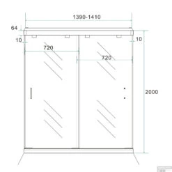 Nisdeur Wiesbaden Dubbele Schuifdeur 2-Delig 140x200 Cm 8 Mm NANO -Sealkin Badkamermeubilair Winkel nisdeur wiesbaden dubbele schuifdeur 2 delig 140x200 cm 8 mm nano tech