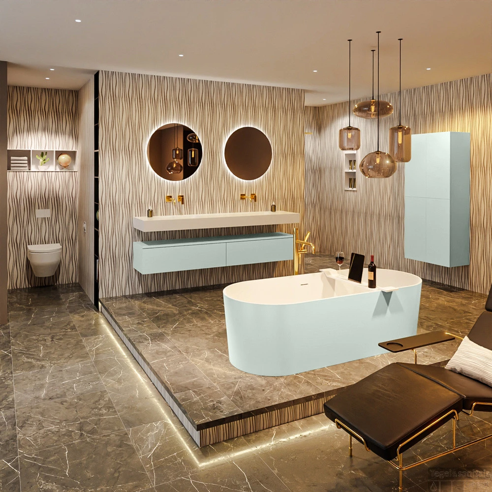 NOBLE Vrijstaand Bad 180x75cm Kleur Greey / Talc 4 NOBLE Vrijstaand Bad 180x75cm Kleur Greey / Talc - Afbeelding 2