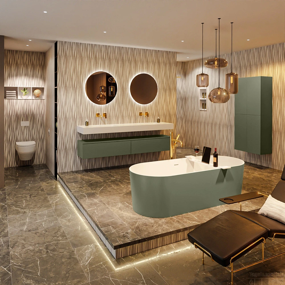 NOBLE Vrijstaand Bad 180x75cm Kleur Army / Talc 4 NOBLE Vrijstaand Bad 180x75cm Kleur Army / Talc - Afbeelding 2