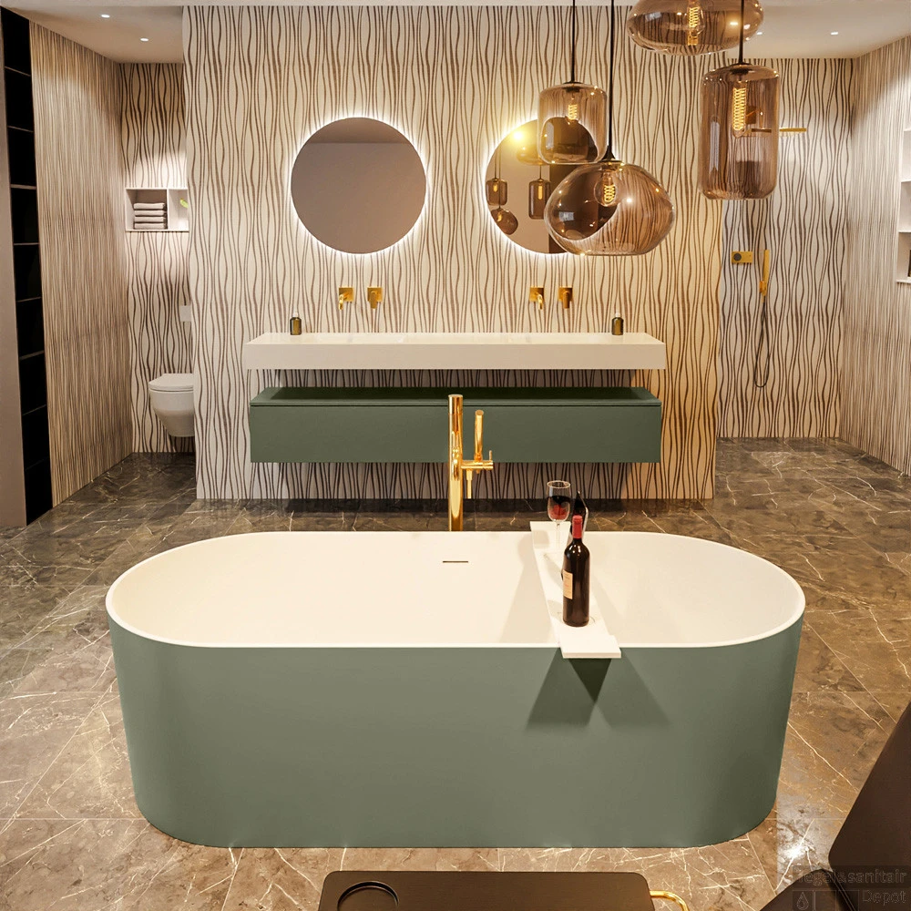 NOBLE Vrijstaand Bad 180x75cm Kleur Army / Talc 5 NOBLE Vrijstaand Bad 180x75cm Kleur Army / Talc - Afbeelding 3