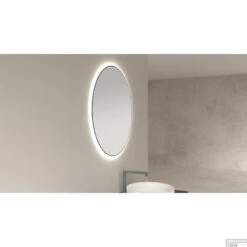 Ronde Spiegel Wiesbaden Novi Met LED, Dimbaar 80 Cm Mat Zwart -Sealkin Badkamermeubilair Winkel novi spiegels zwart sfeer 2 1