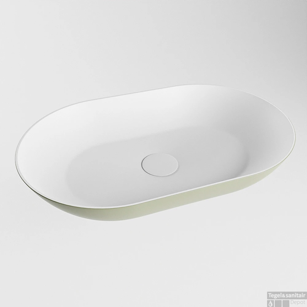 MONDIAZ ONNI Waskom Solid Surface 55cm Kleur Army / Talc 4 MONDIAZ ONNI Waskom Solid Surface 55cm Kleur Army / Talc - Afbeelding 2