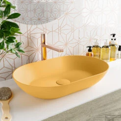 MONDIAZ ONNI Waskom Solid Surface 55cm Kleur Ocher / Ocher