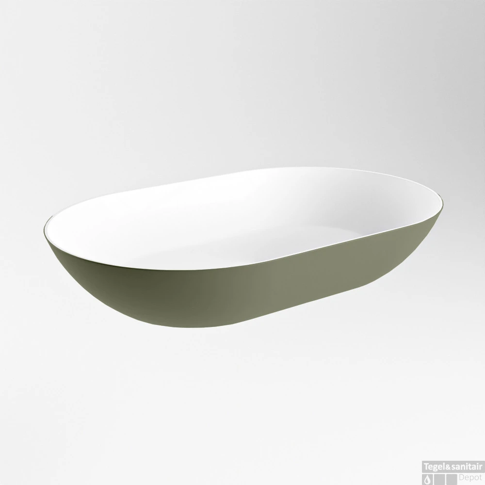 MONDIAZ ONNI Waskom Solid Surface 55cm Kleur Army / Talc 5 MONDIAZ ONNI Waskom Solid Surface 55cm Kleur Army / Talc - Afbeelding 3