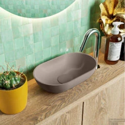 MONDIAZ POOLE Solid Surface Opzetkom Kleur Smoke | Smoke. Afmeting 30x18x8cm