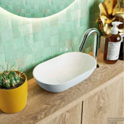 MONDIAZ POOLE Solid Surface Opzetkom Kleur Clay | Talc. Afmeting 30x18x8cm