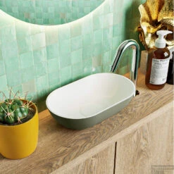 MONDIAZ POOLE Solid Surface Opzetkom Kleur Army | Talc. Afmeting 30x18x8cm