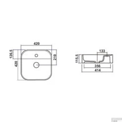 Opbouwwastafel BWS Fresh Keramiek 42x42 Cm Zonder Overloop Mat Wit (Kraangat Midden) -Sealkin Badkamermeubilair Winkel opbouwwastafel fresno met kraangat 42x42 cm mat wit tech