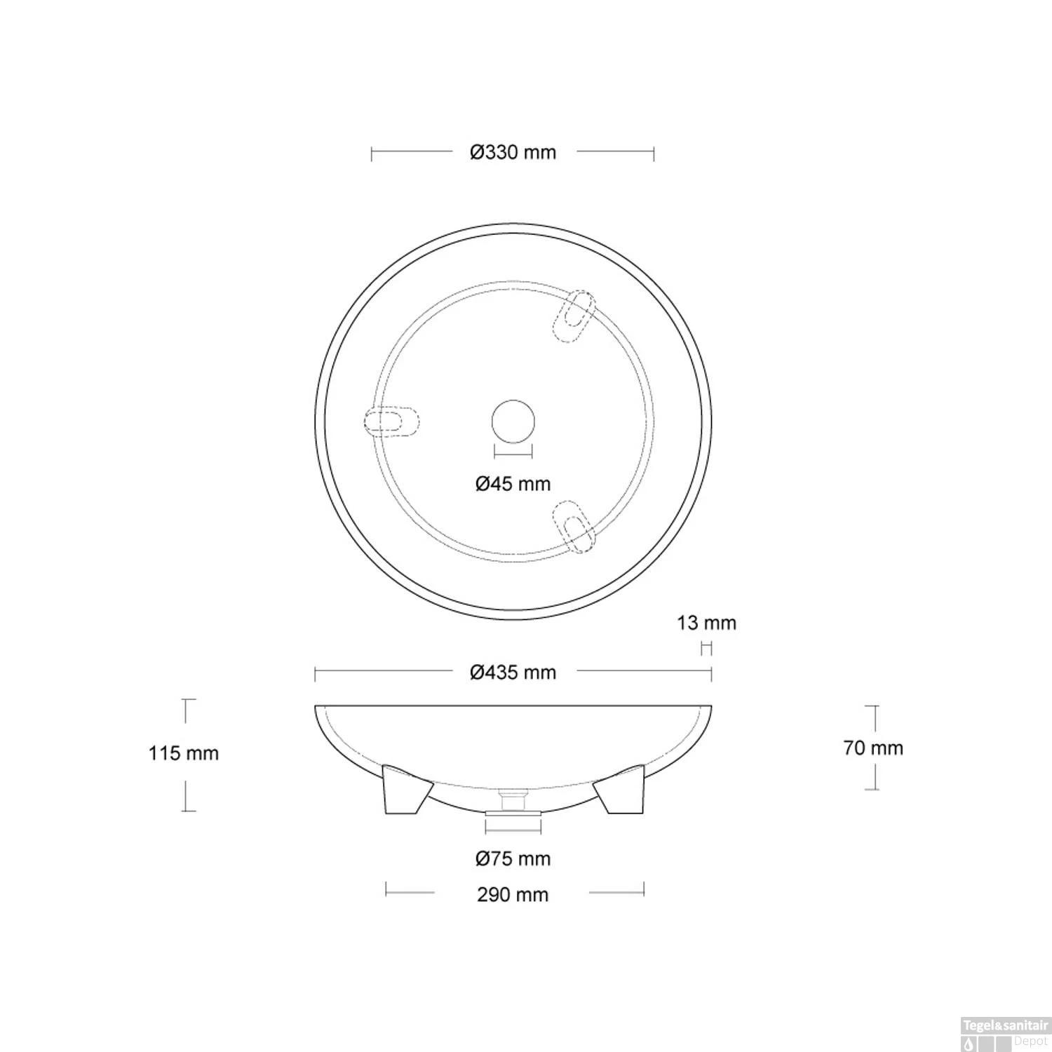 Opzet Wastafel Urbi Et Orbi Caldera Beton 43.5x12 Cm Donker Grijs - Afbeelding 5