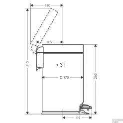 Pedaalemmer AddStoris HansGrohe 3 Liter Mat Zwart -Sealkin Badkamermeubilair Winkel pedaalemmer addstoris hansgrohe 3 liter tech 1