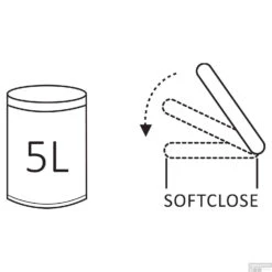 Pedaalemmer Differnz Soft Close Deksel 5 Liter Mat Chroom -Sealkin Badkamermeubilair Winkel pedaalemmer differnz soft close deksel 5 liter mat chroom detail2