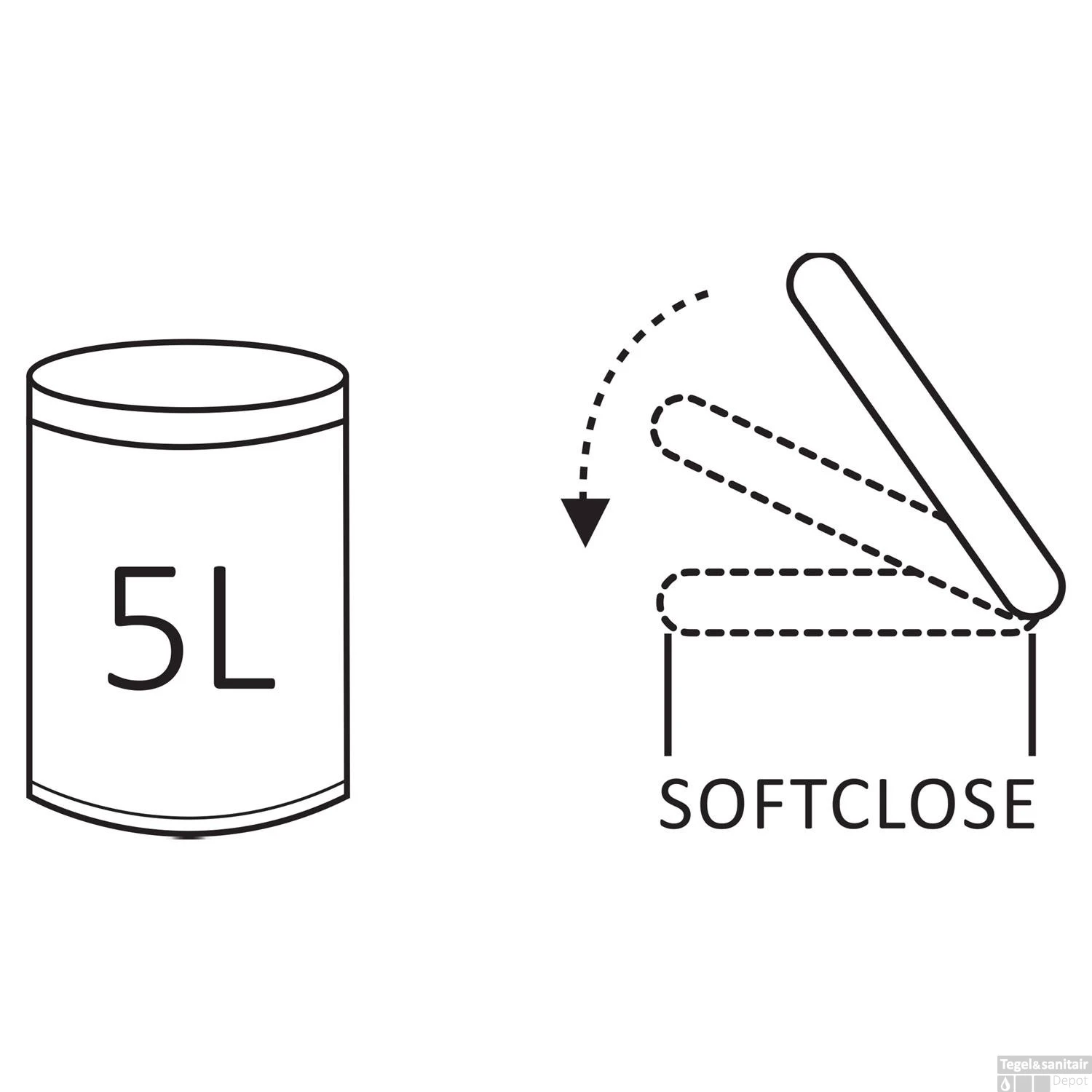 Pedaalemmer Differnz Soft Close Deksel 5 Liter Mat Goud 5 Pedaalemmer Differnz Soft Close Deksel 5 Liter Mat Goud - Afbeelding 3