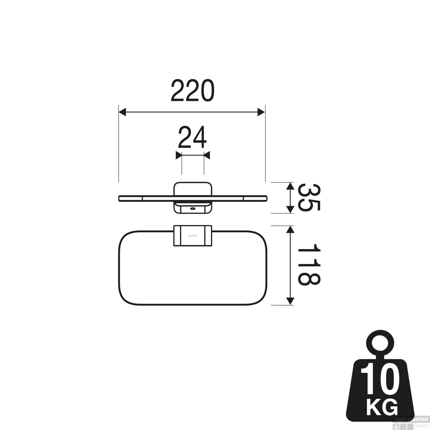 Planchet En Zeephouder Geesa Shift Geborsteld Goud Met Transparant Glas - Afbeelding 6