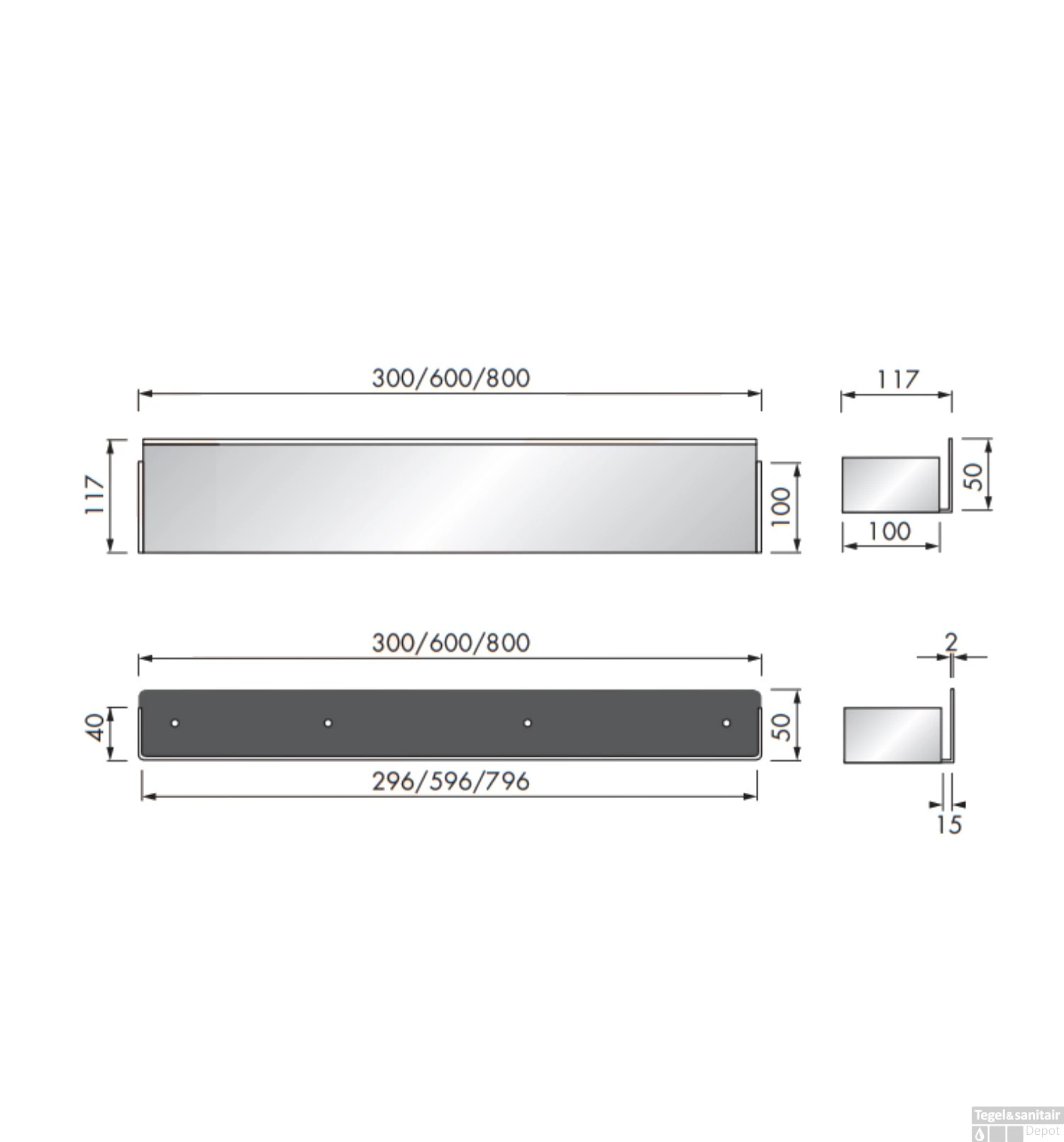 Planchet Inbouw LoooX CShelf 80x10cm Gecoat Staal Mat Zwart 8 Planchet Inbouw LoooX CShelf 80x10cm Gecoat Staal Mat Zwart - Afbeelding 6