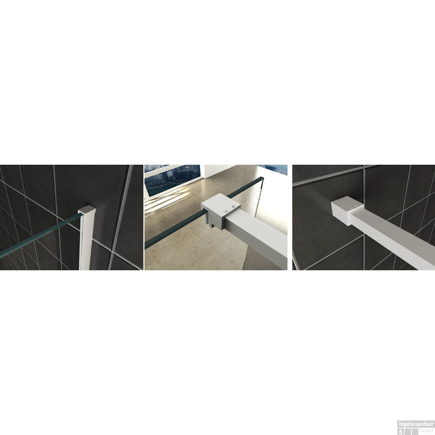 BWS Inloopdouche Pro Line Rookglas 110x200 8mm Nano Coating Chroom Profiel En Stang 6 BWS Inloopdouche Pro Line Rookglas 110x200 8mm Nano Coating Chroom Profiel En Stang - Afbeelding 4