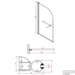 Badwand Boss & Wessing Bibi Afgerond 80x140cm Scharnierend Omkeerbaar 6mm -Sealkin Badkamermeubilair Winkel r sn bs80 badwand 80 tech